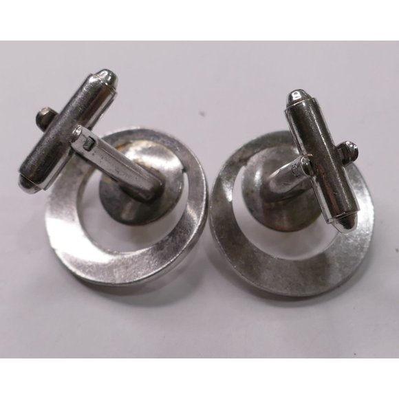 MCM Signed P&K Sterling Silver Atomic Look Cuff Links With Pearls Wedding Prom - Picture 11 of 12